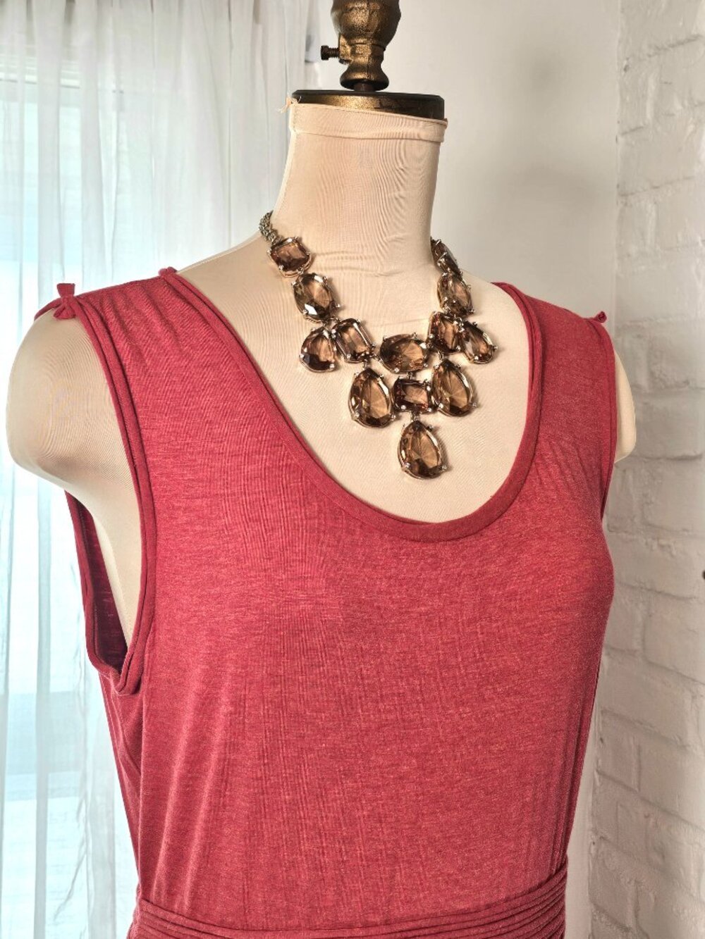 Max Studio Knit Midi Dress Size L NWT Coral Sleeveless Fit & Flare - Picture 8 of 10